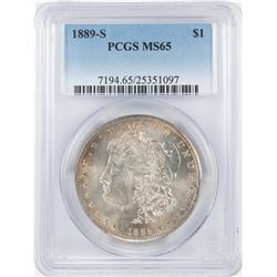 1889-S $1 Morgan Silver Dollar Coin PCGS MS65