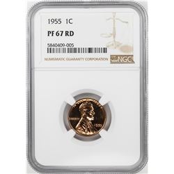1955 Proof Lincoln Wheat Cent Coin NGC PF67RD