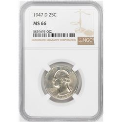 1947-D Washington Quarter Coin NGC MS66