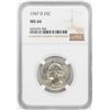 Image 1 : 1947-D Washington Quarter Coin NGC MS66