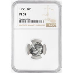 1955 Proof Roosevelt Dime Coin NGC PF68