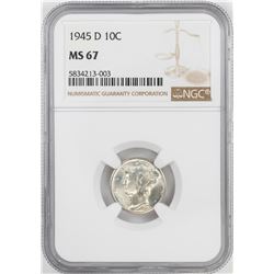 1945-D Mercury Dime Coin NGC MS67