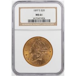 1897-S $20 Liberty Head Double Eagle Gold Coin NGC MS61