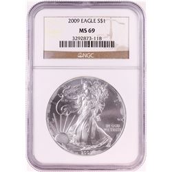 2009 $1 American Silver Eagle Coin NGC MS69
