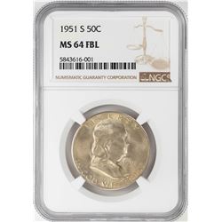 1951-S Franklin Half Dollar Coin NGC MS64FBL