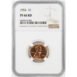 1953 Proof Lincoln Wheat Cent Coin NGC PF66RD