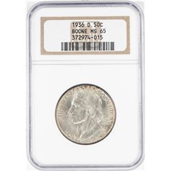 1936-D Boone Commemorative Half Dollar Coin NGC MS65