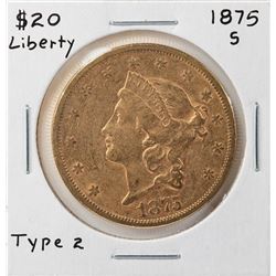 1875-S Liberty Head $20 Double Eagle Gold Coin