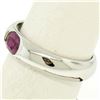 Image 3 : 14K White Gold 0.62 ctw Oval Burnish Set Light Burgundy Ruby Solitaire Band Ring