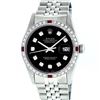 Image 1 : Rolex Mens Stainless Steel Black Diamond & Ruby 36MM Datejust Wristwatch