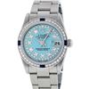 Image 1 : Rolex Womens Midsize 31mm Blue String Diamond & Sapphire Datejust Wristwatch