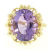 Image 1 : 14k Solid Yellow Gold Rope Frame Large 6.71 ctw Oval Step Amethyst Solitaire Rin