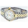 Image 7 : Rolex Mens 2 Tone 14K MOP Emerald String Diamond Datejust Wristwatch