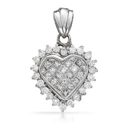 14k White Gold 1.03CTW Diamond Pendant, (SI1-SI2/G-H)