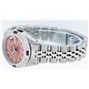 Image 4 : Rolex Ladies Stainless Steel Salmon Stamp Diamond & Ruby Datejust Wristwatch