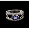 Image 2 : 0.74 ctw Tanzanite and Diamond Ring - 14KT White Gold
