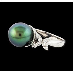 Pearl and Diamond Ring - 14KT White Gold