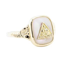 Job's Daughter Mother of Pearl Ring - 10KT Yellow Gold