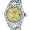 Image 1 : Rolex Ladies Stainless Steel 26MM Yellow String Diamond Lugs Datejust Wristwatch