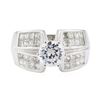 Image 2 : 1.20 ctw Diamond Semi Mount Ring with CZ Center - 14KT White Gold