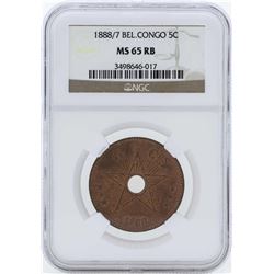 1888/7 Belgian Congo 5 Centimes Coin NGC MS65RB