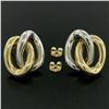 Image 3 : 18K Two Tone Gold Stationary Dual Interlocking Oval Knot Stud Post Earrings 8.6g