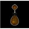 Image 1 : Natural Quartz and Diamond Pendant - 18KT Yellow Gold