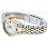 Image 8 : Rolex Ladies 2 Tone 14K Silver Diamond & Ruby Datejust Wristwatch