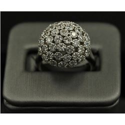2.50 ctw Diamond Flower Design Ring - 14KT White Gold