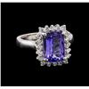 Image 1 : 3.25 ctw Tanzanite and Diamond Ring - 14KT White Gold