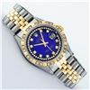 Image 3 : Rolex Mens 2 Tone 14K Blue Vignette String Pyramid Diamond Datejust Wristwatch