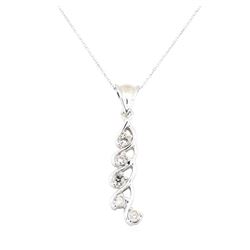 0.50 ctw Diamond Descending Pendant with Chain - 14KT White Gold