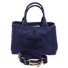 Image 1 : Prada Dark Blue Canvas Small Canapa Tote Bag