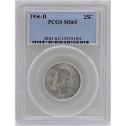 1936-D Washington Silver Quarter Coin PCGS MS65
