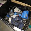 Image 2 : TOTE OF POWER TOOLS AS IS PARTS ONLY W/ BOX OF COMPUTER TOWER MONTIOR