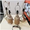 Image 1 : PAIR OF SHINY TABLE LAMPS AND 2 ROPE WRAPPED TABLE LAMPS