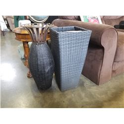 OUTDOOR WICKER PLANTER BASKET AND VASE