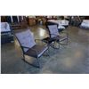 Image 2 : BRAND NEW 3 PIECE STEEL WICKER ROCKING CHAIR SET W/ GLASS TOP END TABLE - RETAIL $699
