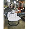 Image 1 : BRAND NEW OUTDOOR RATTAN FOLDABLE DOUBLE HANGING CHAIR W/ LIGHT GREY CUSHIONS - RETAIL $1299