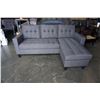 Image 2 : BRAND NEW GREY FABRIC REVERSIBLE SECTIONAL SOFA WITH REMOVABLE TUFTED PILLOW BACKS, RETAIL $999 78 I