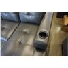 Image 2 : BRAND NEW GREY AIR LEATHER 2 PC SECTIONAL SOFA WITH CUPHOLDERS, AND REMOVABLE PILLOW BACKS, RETAIL $