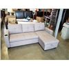 Image 2 : BRAND NEW GREY FABRIC SECTIONAL SOFA, WITH PULL OUT BED, AND STORAGE CHAISE, NEW IN BOX, RETAIL $189
