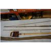 Image 2 : VINTAGE LEATHER FOLDING SEAT AND 2-PIECE CANE ROD