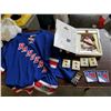 Image 1 : NEW YORK RANGERS JERSEY 2 PATCHES, 1 LARGE AND 3 MINI HANGERS NHL LOT - RETAIL $250