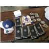 Image 2 : HUGE TORONTO MAPLE LEAFS LOT HAT, 5 PHONE CASES, 8 LTD EDITION BELT BUCKLES, 10 FLASHING PINS AND HA