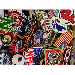 HUGE LOT OF 6-800 VARIOUS CATEGORY AND SIZE PATCHES, IRON AND SEW ON, RETAIL $2-25 EACH