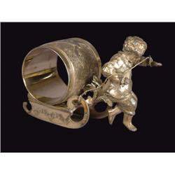 Silver Plate Napkin Ring, Boy/Sled