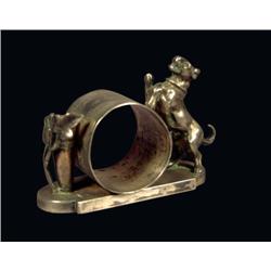 Silver Plate Napkin Ring, Dog