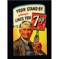 7-UP Die cut cardboard sign