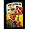 Image 1 : 7-UP Die cut cardboard sign